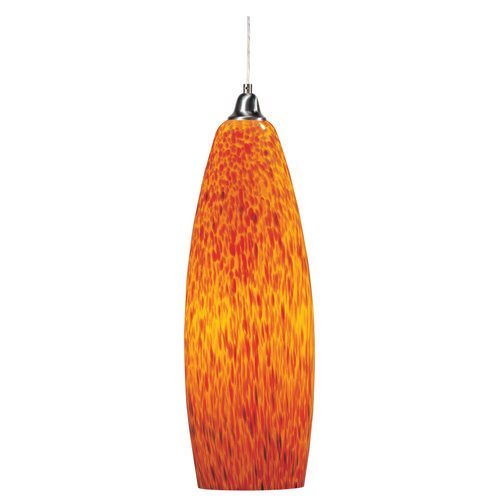 6" 1-Light Pendant in Satin Nickel with Amber Glass