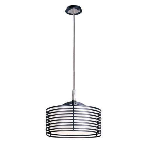 16 1/2" 1-Light Pendant in Polished Chrome/Black with White Glass