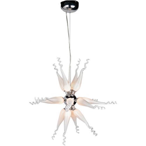 25" 16-Light Pendant in Polished Chrome with White Glass