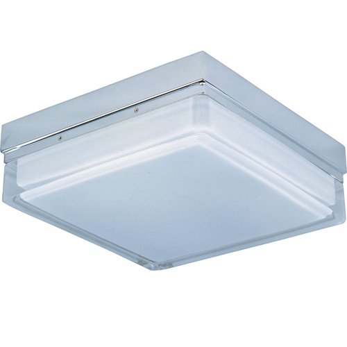 7 1/2" 2-Light Flush Mount Fixture in Polished Chrome with White Glass