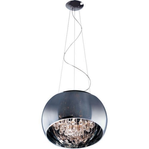 19 1/2" 6-Light Pendant in Polished Chrome with Mirror Chrome Glass