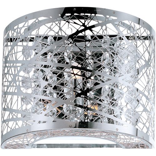 7 3/4" 1-Light Wall Sconce in Polished Chrome with Crystal and Steel Web Metal Shade