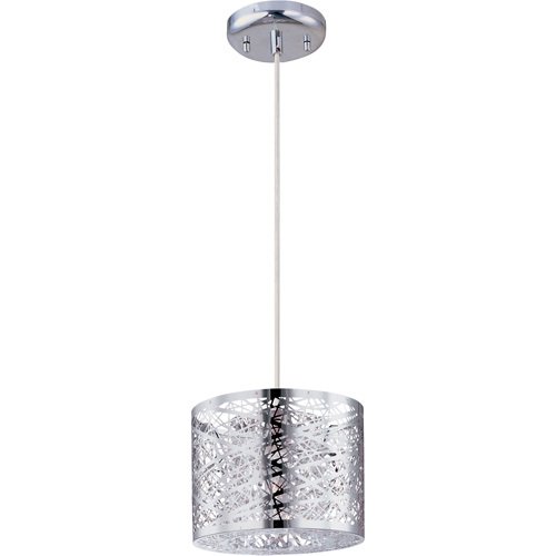 7 3/4" 1-Light Mini Pendant in Polished Chrome with Crystal and Steel Web Metal Shade