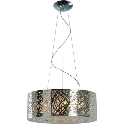 23 1/2" 9-Light Pendant in Polished Chrome with Crystal