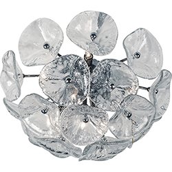 16 1/2" 8-Light Flush Mount in Clear Murano Glass with Clear Murano