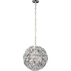 20" 12-Light Pendant in Polished Chrome with Clear Murano