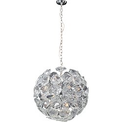 22 1/2" 20-Light Pendant in Polished Chrome with Clear Murano