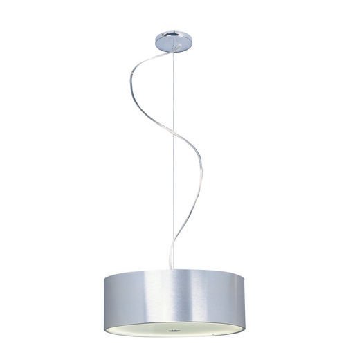 16" 1-Light Pendant in Brushed Aluminum / Polished Chrome with Frost White Glass