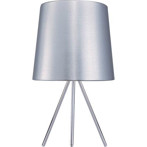 16" 1-Light Table Lamp in Polished Chrome with Brushed Aluminum Metal Shade