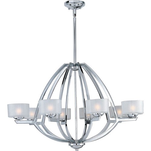 35" 8-Light Chandelier in Polished Chrome with Frost White Glass