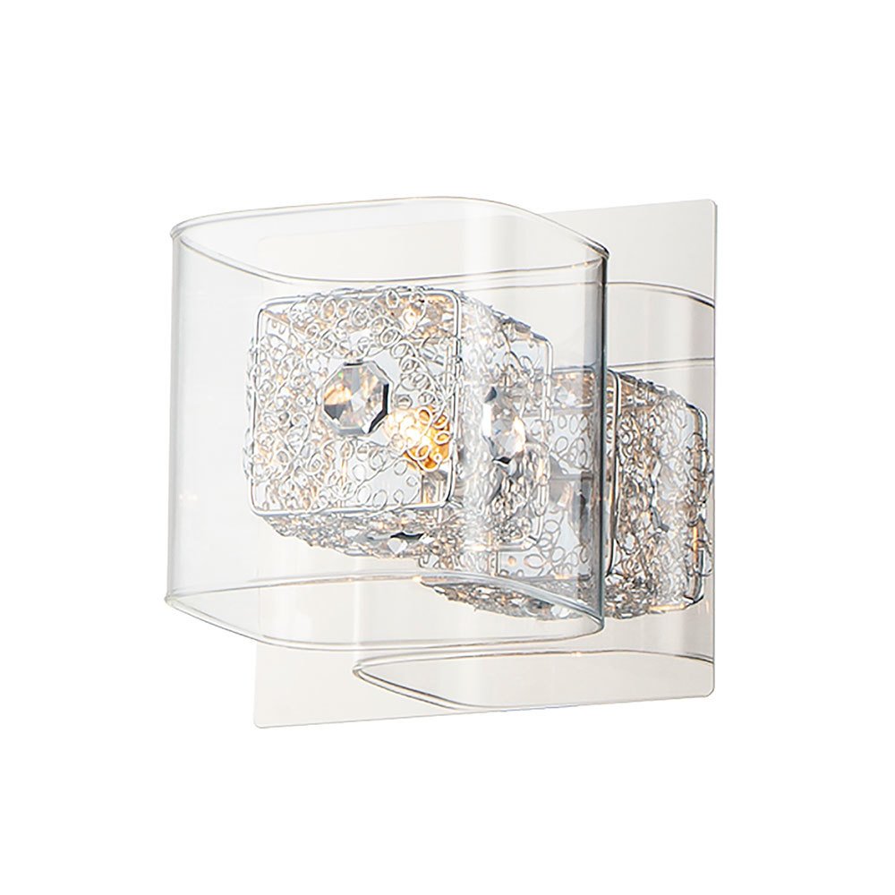 Gem 1-Light Wall Sconce with PC Shade in Polished Chrome
