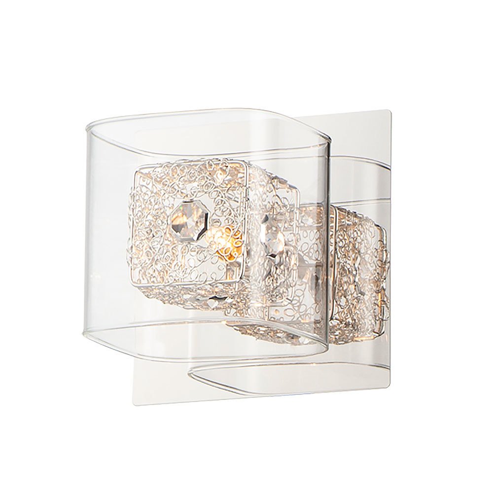 Gem 1-Light Wall Sconce with SV Shade in Polished Chrome