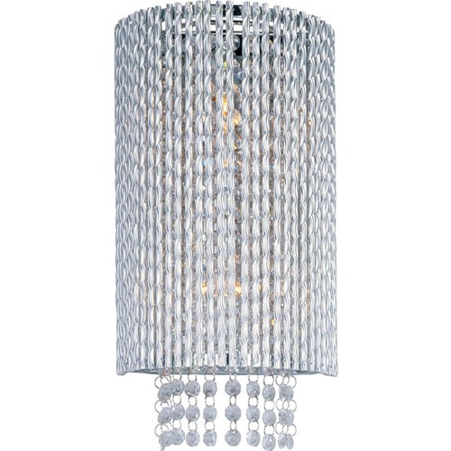 7 1/2" 2-Light Wall Mount Fixture in Polished Chrome with Crystal