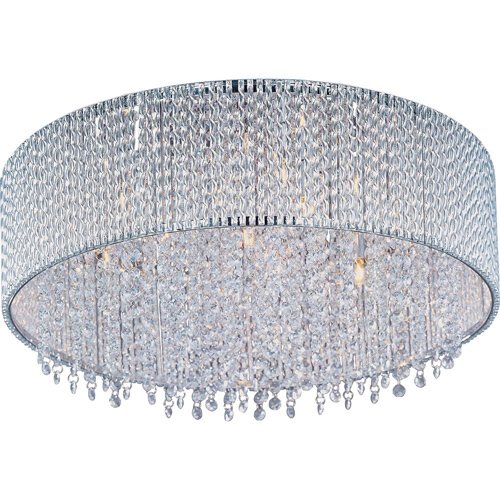 16 3/4" 7-Light Flush Mount Fixture in Polished Chrome with Crystal