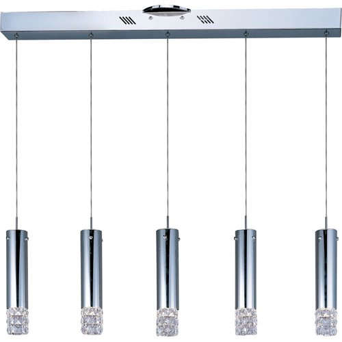 34 1/4" 5-Light Single Pendant in Polished Chrome with Crystal
