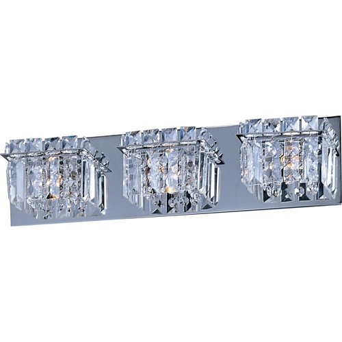 20 1/4" 3-Light Wall Mount Fixture in Polished Chrome with Crystal