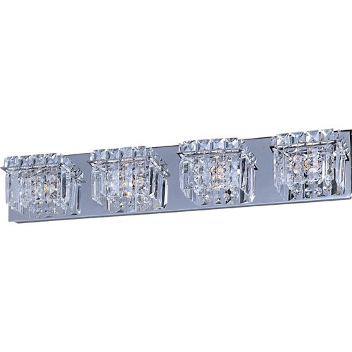 27 1/4" 4-Light Wall Mount Fixture in Polished Chrome with Crystal
