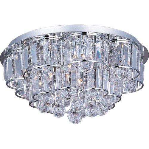 18" 12-Light Flush Mount Fixture in Polished Chrome with Crystal