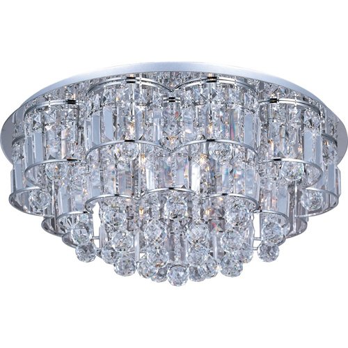 26" 20-Light Flush Mount Fixture in Polished Chrome with Crystal