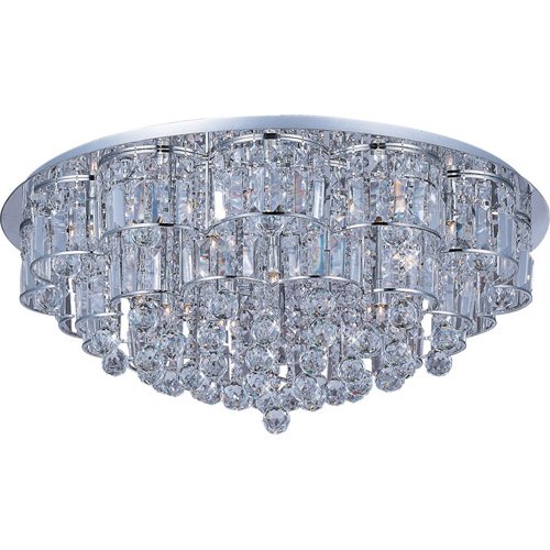 31 1/2" 28-Light Flush Mount Fixture in Polished Chrome with Crystal