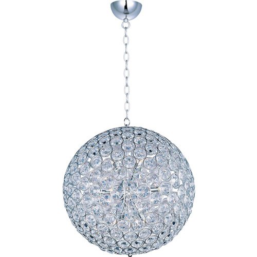 24" 12-Light Single Pendant in Polished Chrome with Crystal