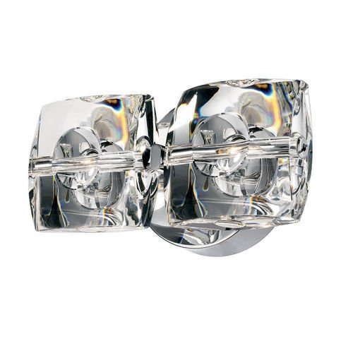 9" 2-Light Wall Mount in Polished Chrome with Crystal