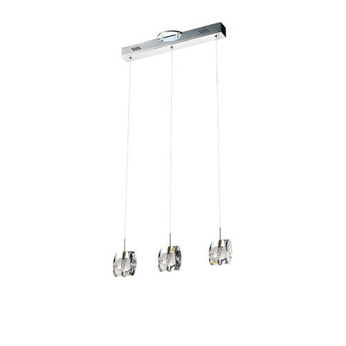 5" 3-Light Pendant in Polished Chrome with Crystal