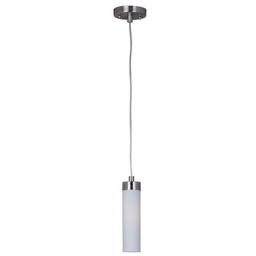 4 1/2" 1-Light CFL Pendant in Satin Nickel with Matte White Glass