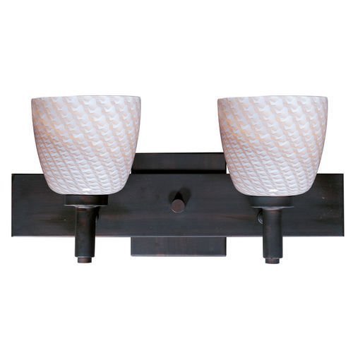 15 1/2" 2-Light Wall Mount in Bronze with Gray Ripple Glass