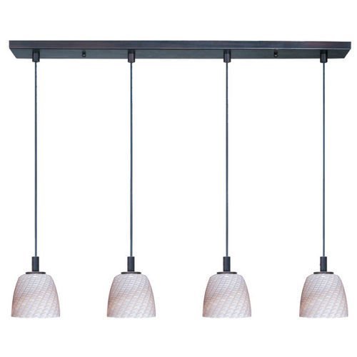 4 1/2" 4-Light Pendant in Bronze with Gray Ripple Glass