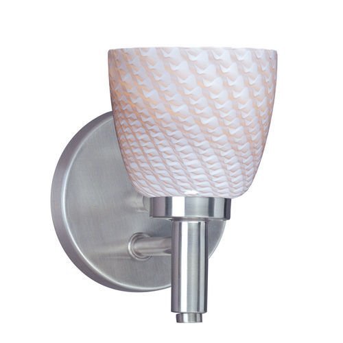 5 1/2" 1-Light Wall Mount in Satin Nickel with Gray Ripple Glass