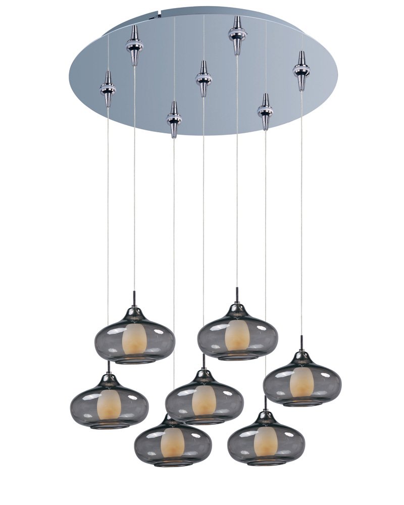 Graduating 7-Light RapidJack Pendant and Canopy in Polished Chrome