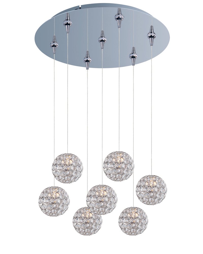 Brilliant 7-Light RapidJack Pendant and Canopy in Polished Chrome