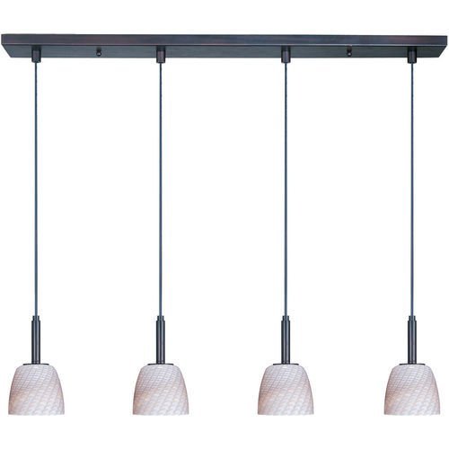 4 1/2" 4-Light Pendant in Bronze with Gray Ripple Glass
