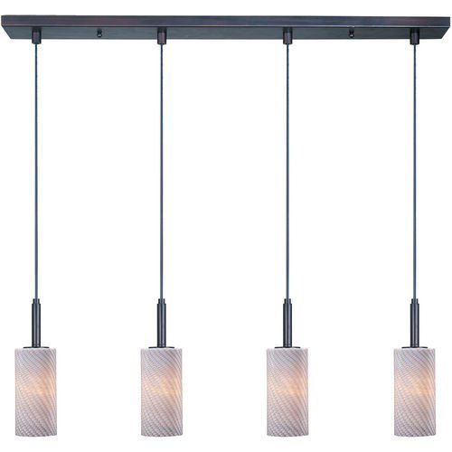 5" 4-Light Pendant in Bronze with Gray Ripple Glass