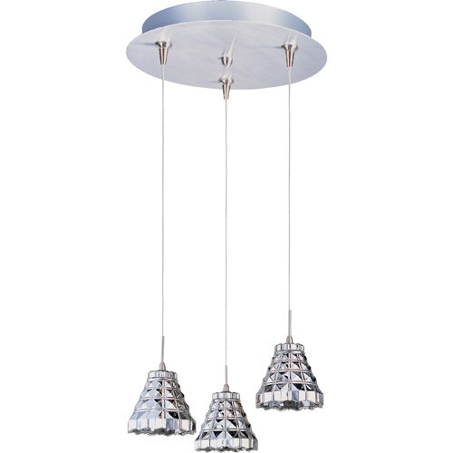 11 3/4" 3-Light RapidJack Pendant and Canopy in Satin Nickel with Crystal Glass
