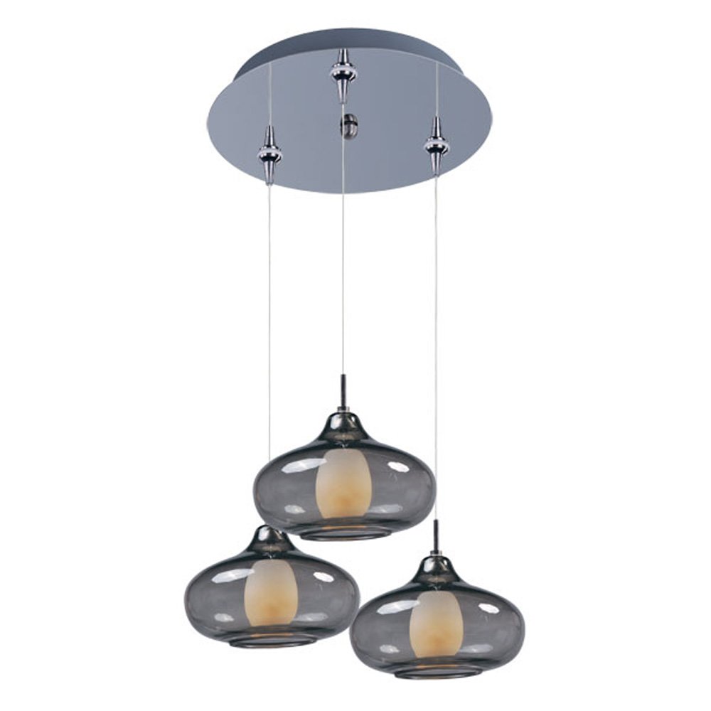 Graduating 3-Light RapidJack Pendant and Canopy in Polished Chrome