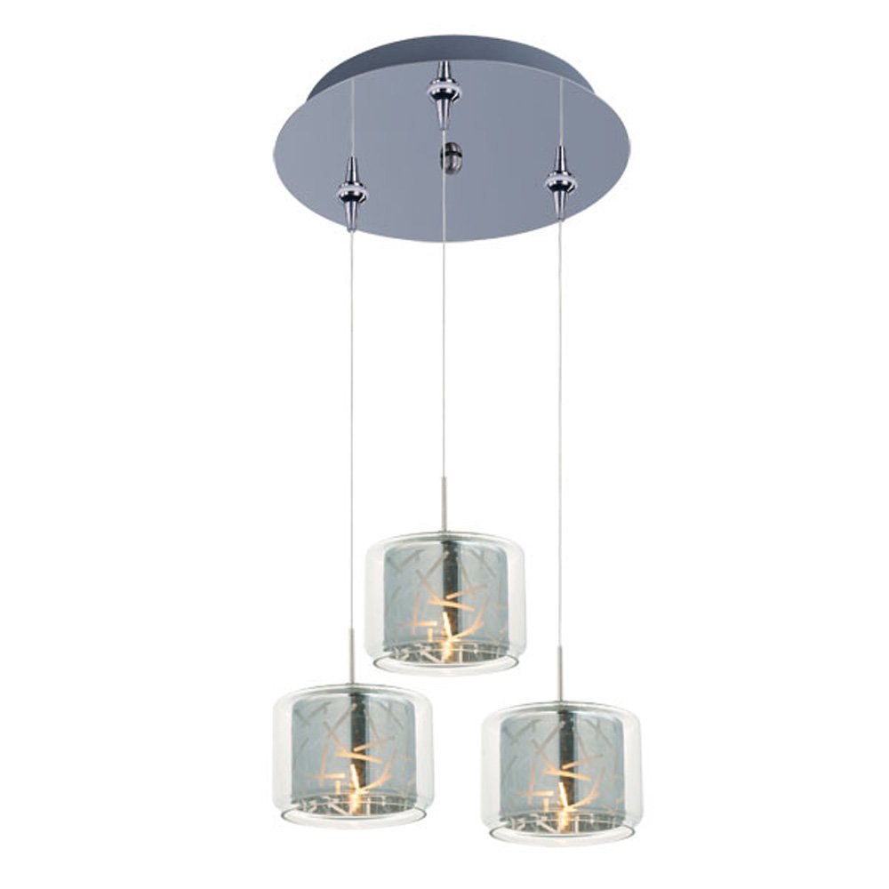 Confetti 3-Light RapidJack Pendant and Canopy in Polished Chrome