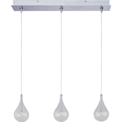 24 1/4" 3-Light RapidJack Pendant and Canopy in Satin Nickel with Clear Glass