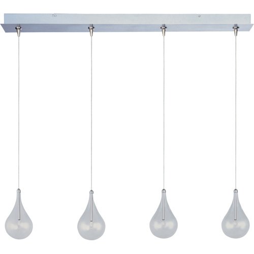 34 1/4" 4-Light RapidJack Pendant and Canopy in Satin Nickel with Clear Glass