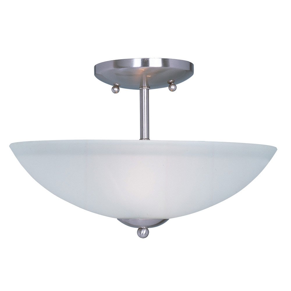 Semi Flush Mount in Satin Nickel with Frosted Glass