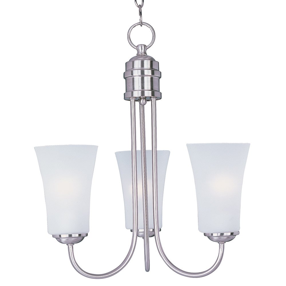 3 Light Chandelier in Satin Nickel with Frosted Glass