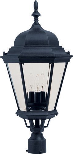 13" Cast 3-Light Outdoor Pole/Post Lantern in Black