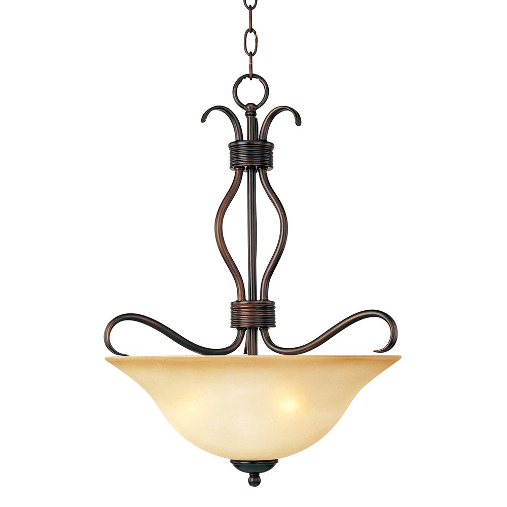 17" 3-Light Invert Bowl Pendant in Oil Rubbed Bronze with Wilshire Glass