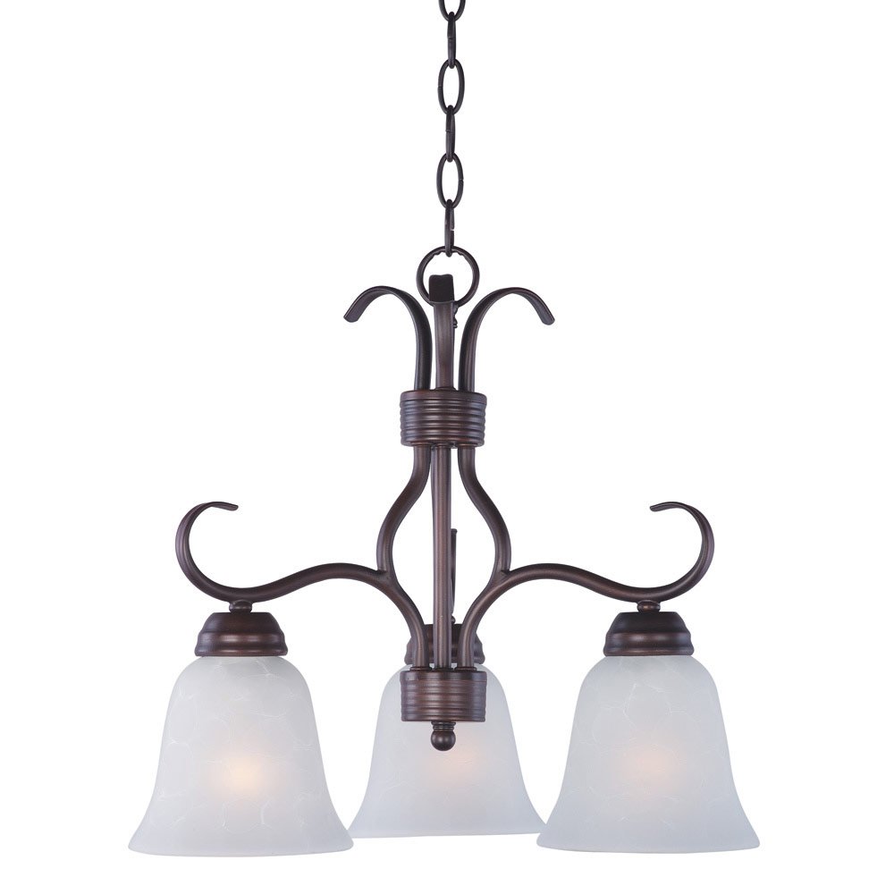 3 Light Chandelier in Oil Rubbed Bronze with Ice Glass