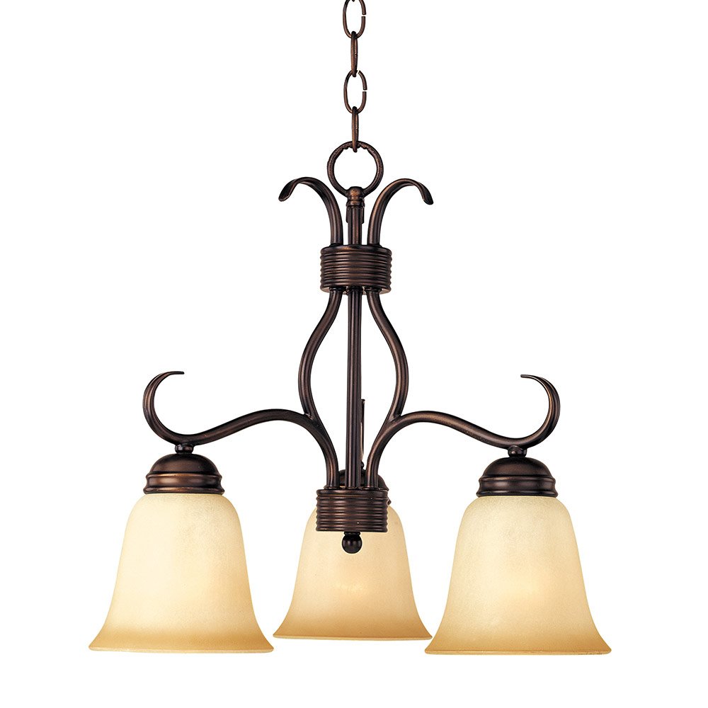 19" 3-Light Chandelier in Oil Rubbed Bronze with Wilshire Glass