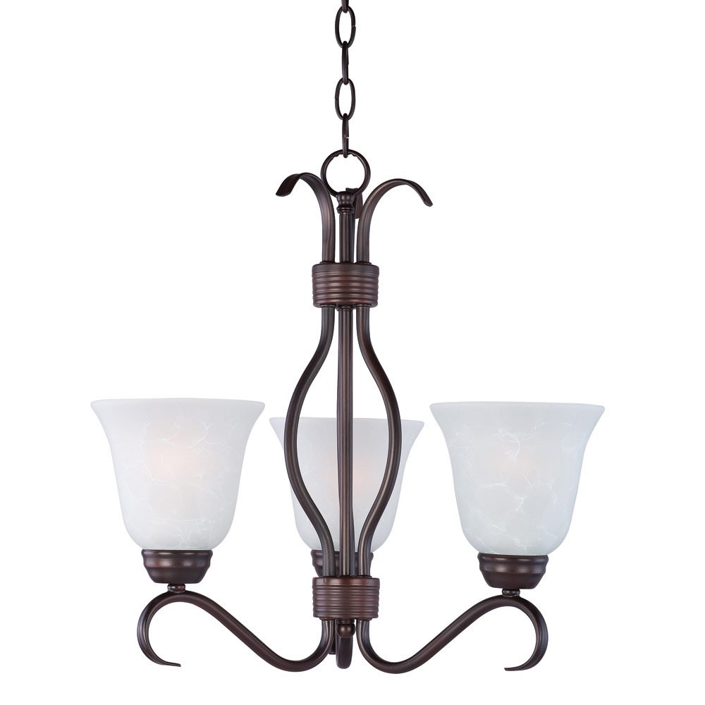 3 Light Chandelier in Oil Rubbed Bronze with Ice Glass