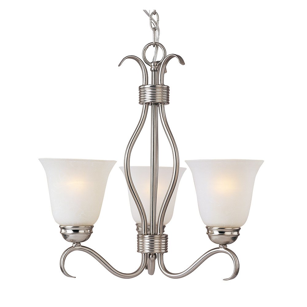 19" 3-Light Chandelier in Satin Nickel with Ice Glass
