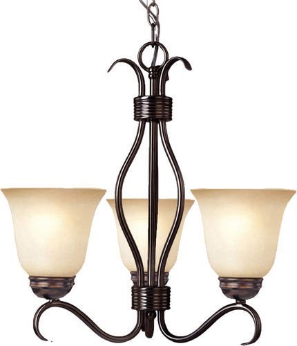 19" 3-Light Chandelier in Oil Rubbed Bronze with Wilshire Glass