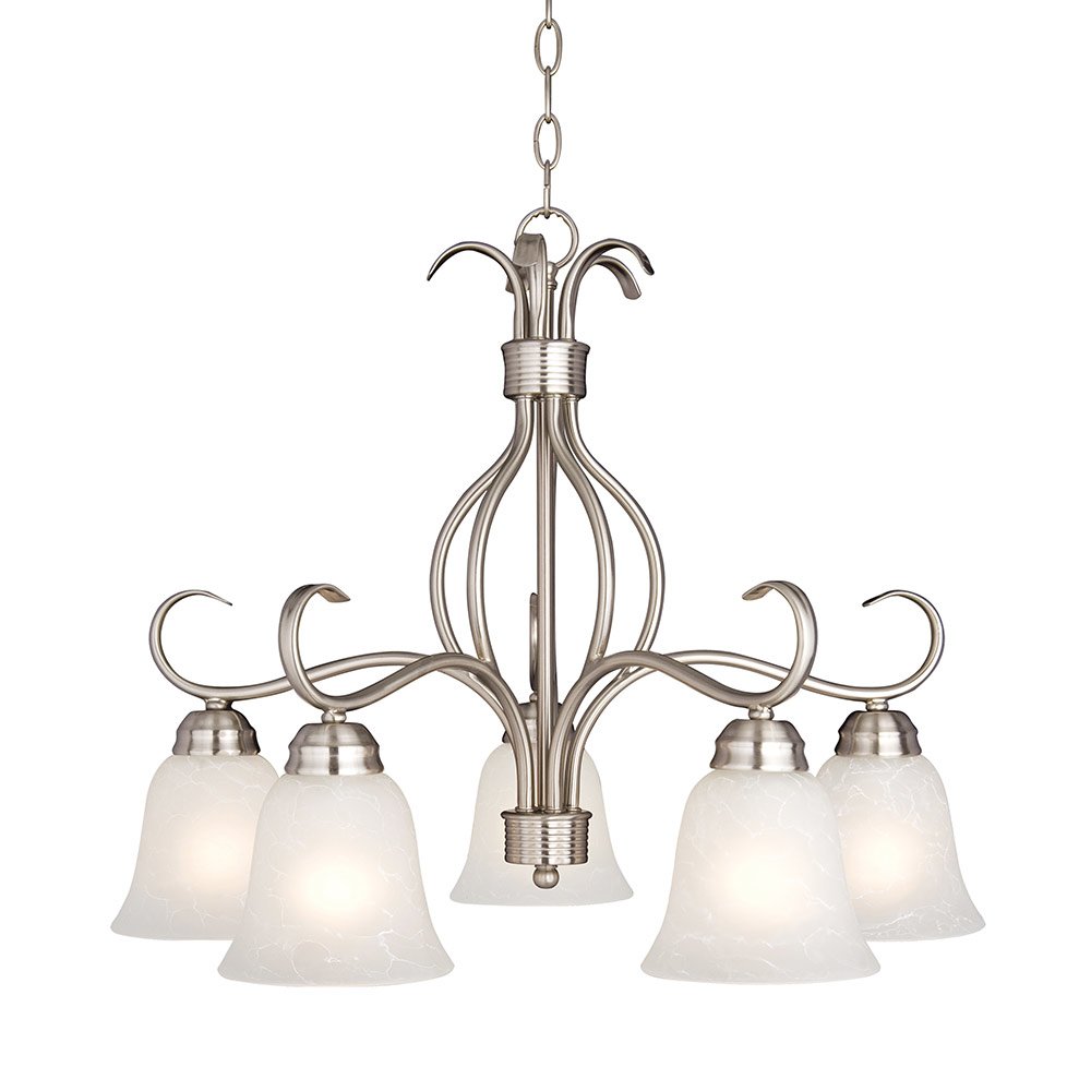 25" 5-Light Chandelier in Satin Nickel with Ice Glass